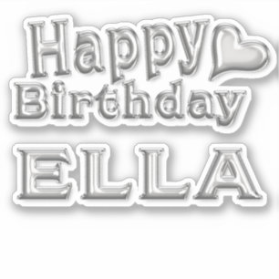 Ella Happy Birthday silver Sticker