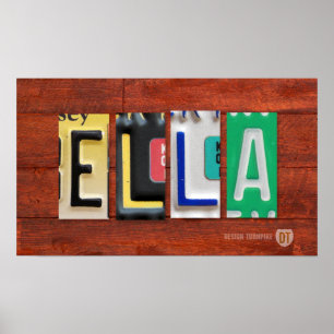 ELLA License Plate Lettering Name Sign Poster