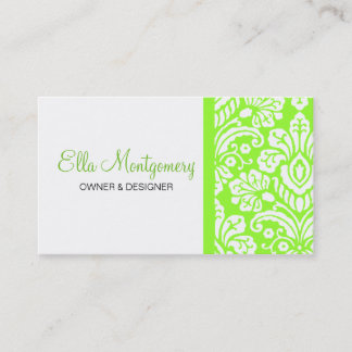Ella Lime Damask Chic Business Card