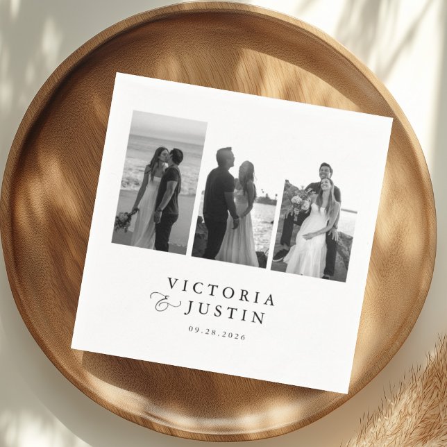 ELLA Modern 3 Photo Wedding  Napkin (Creator Uploaded)