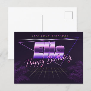 Ella Name Vorname lila Postkarte Geburtstag Postcard