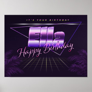 Ella Name Vorname lila retro Poster Geburtstag