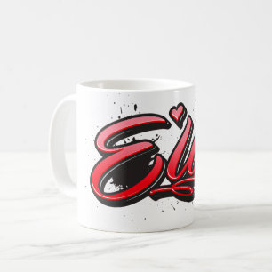 Ella red Heart Graffiti Tasse Kaffeetasse Coffee Mug