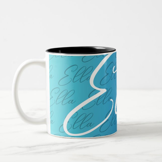 Ella Repeating Name Pattern Design Two-Tone Coffee Mug (Left)