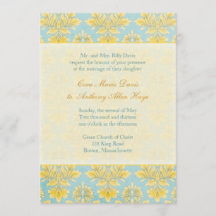 Elle Damask Light Blue Wedding initivation Invitation
