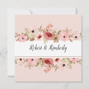 ELLE Pink Flower Elegant Wedding Invitation