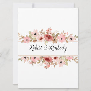 ELLE Pink Flower Elegant Wedding Invitation