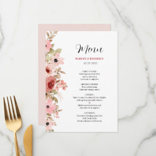 ELLE Pink Flower Elegant Wedding Menu