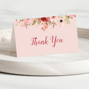 ELLE Pink Flower Elegant Wedding Thank You Card