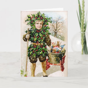 Ellen Clapsaddle: Holly Boy with Toys Holiday Card