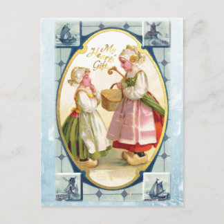 Ellen Clapsaddle Two Dutch Girls ~ My Heart's Gift Postcard