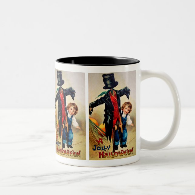 Ellen H. Clapsaddle: Boy with Scarecrow Two-Tone Coffee Mug (Right)