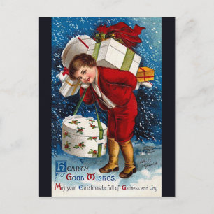 Ellen H. Clapsaddle - Christmas Shopping Boy Holiday Postcard