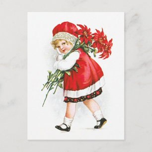Ellen H. Clapsaddle: Girl with Christmas Flowers Holiday Postcard