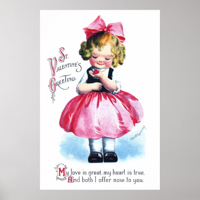 Ellen H. Clapsaddle: Girl with Heart Poster (Front)