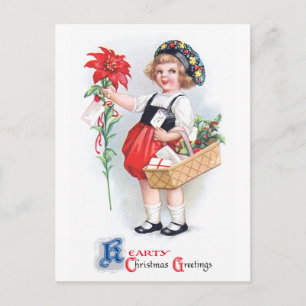 Ellen H. Clapsaddle: Girl with Poinsettia Postcard