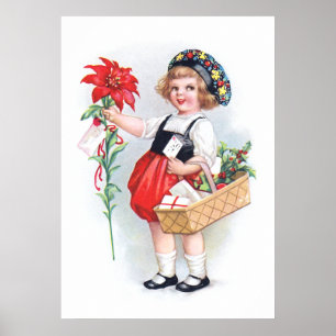 Ellen H. Clapsaddle: Girl with Poinsettia Poster