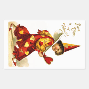 Ellen H. Clapsaddle: Harlequin with Heart Rectangular Sticker