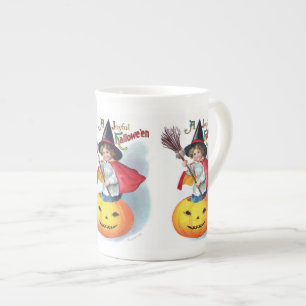 Ellen H. Clapsaddle: Little Pumpkin Witch Bone China Mug