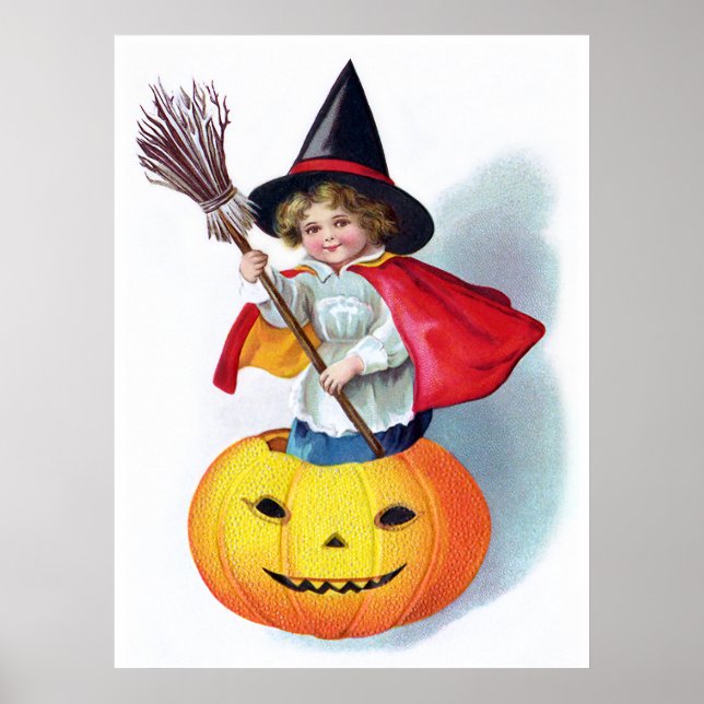 Ellen H. Clapsaddle: Little Pumpkin Witch Poster (Front)
