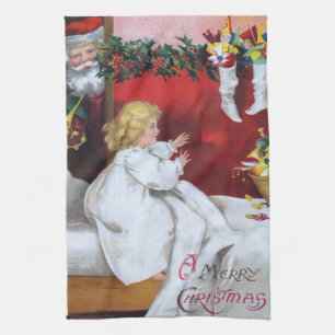 Ellen H. Clapsaddle: Watching Santa Tea Towel