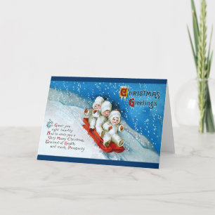 Ellen H. Clapsaddle: Winter Kids on Sledge Holiday Card