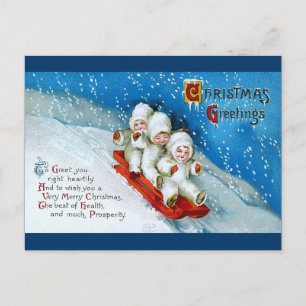 Ellen H. Clapsaddle: Winter Kids on Sledge Holiday Postcard