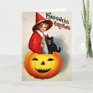 Ellen H. Clapsaddle: Witch in Jack O'Lantern Card