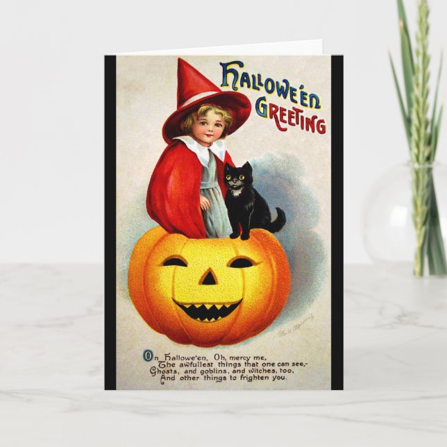 Ellen H. Clapsaddle: Witch in Jack O'Lantern Card (Front)