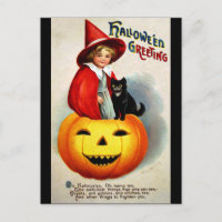 Ellen H. Clapsaddle: Witch in Jack O'Lantern