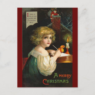 Ellen H. Clapsaddle - Writing Christmas Girl Holiday Postcard