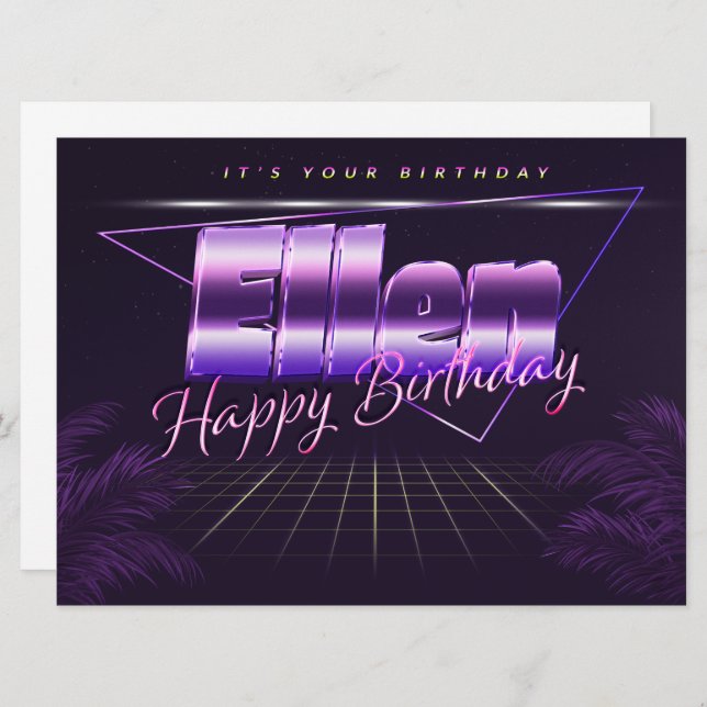 Ellen Name First Name pura retro card Birthday (Front/Back)