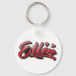 Ellen red Heart Graffiti Schlüsselanhänger Key Ring