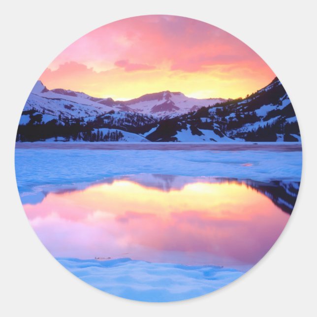 Ellery Lake at Sunset Classic Round Sticker (Front)