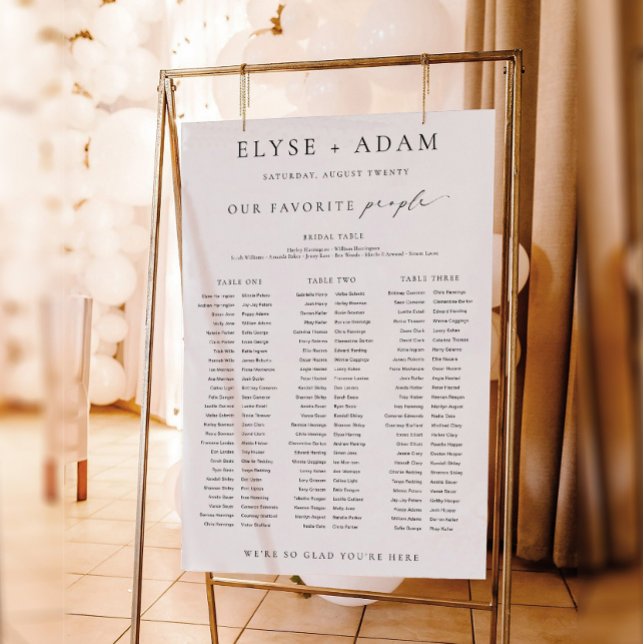 Ellesmere 3 Banquet Table Seating Chart Sign (Ellesmere 3 Banquet Table Favourite People Seating Chart )