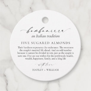 Ellesmere An Italian Tradition 5 Sugared Almonds Favour Tags