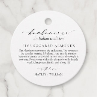 Ellesmere An Italian Tradition 5 Sugared Almonds Favour Tags