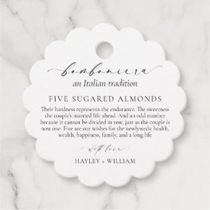 Ellesmere An Italian Tradition 5 Sugared Almonds Favour Tags