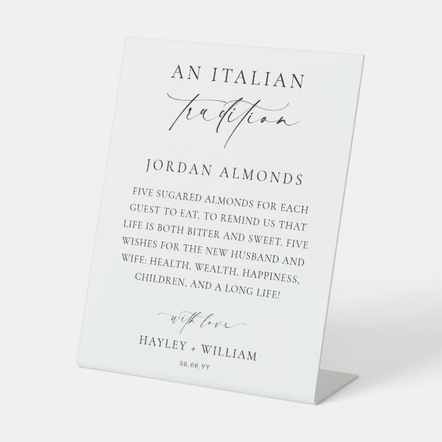 Ellesmere An Italian Tradition Sugared Almonds Pedestal Sign (Front)