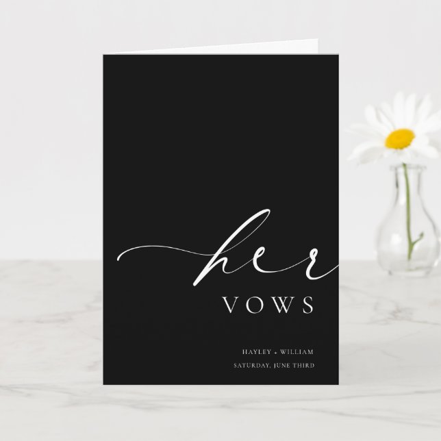 Ellesmere Black Her Vows Wedding Card (Small Plant)