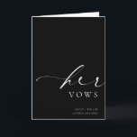 Ellesmere Black Her Vows Wedding Card<br><div class="desc">The Ellesmere wedding vow card features a modern minimalist design for a clean and simple look. The script heading is an image that cannot be edited. All of the other text is fully editable. For more advanced customisation of this design,  simply select the "Customise It" button above.</div>