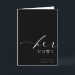 Ellesmere Black Her Vows Wedding Card<br><div class="desc">The Ellesmere wedding vow card features a modern minimalist design for a clean and simple look. The script heading is an image that cannot be edited. All of the other text is fully editable. For more advanced customisation of this design,  simply select the "Customise It" button above.</div>