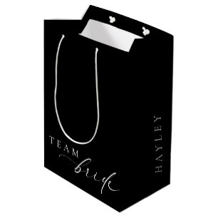 Ellesmere Black Minimalist Wedding Team Bride Medi Medium Gift Bag