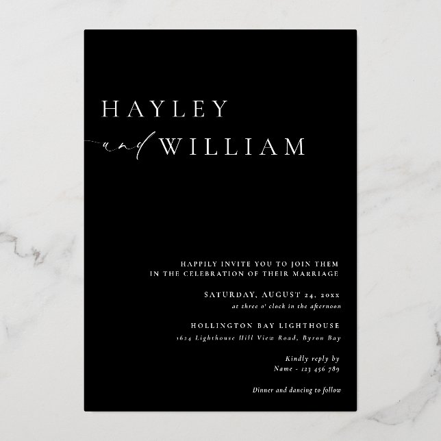 Ellesmere Black Modern Minimalist Wedding (Back)