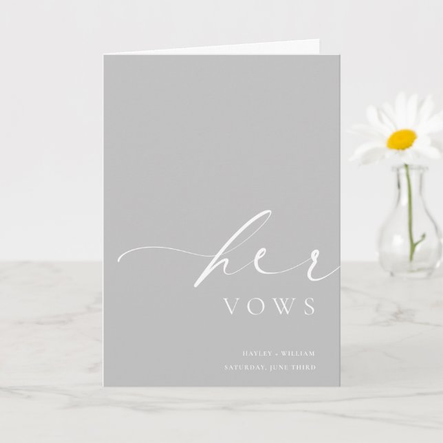 Ellesmere Grey Her Vows Wedding Card (Small Plant)