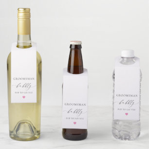 Ellesmere Groomsman Bubbly Bottle Hanger Tag