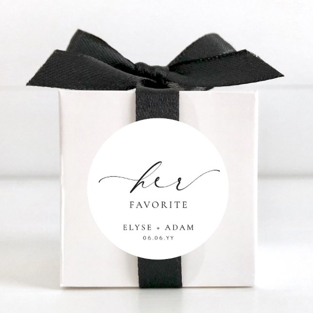 Ellesmere Her Favourite Favour Classic Round Stick Sticker (Ellesmere Wedding Circle Stickers Her Favourite )