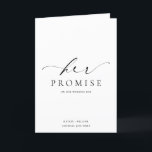 Ellesmere Her Promise Vows Book Wedding Thank You Card<br><div class="desc">The Ellesmere wedding vow card features a modern minimalist design on a white background for a clean and simple look. The script heading is an image that cannot be edited. All of the other text is fully editable. For more advanced customisation of this design, simply select the "Customise It" button...</div>