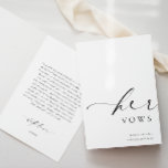 Ellesmere Her Vows Wedding Card<br><div class="desc">The Ellesmere wedding vow card features a modern minimalist design on a white background for a clean and simple look. The script heading is an image that cannot be edited. All of the other text is fully editable. For more advanced customisation of this design, simply select the "Customise It" button...</div>