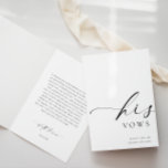 Ellesmere His Vows Wedding Card<br><div class="desc">The Ellesmere wedding vow card features a modern minimalist design on a white background for a clean and simple look. The script heading is an image that cannot be edited. All of the other text is fully editable. For more advanced customisation of this design, simply select the "Customise It" button...</div>